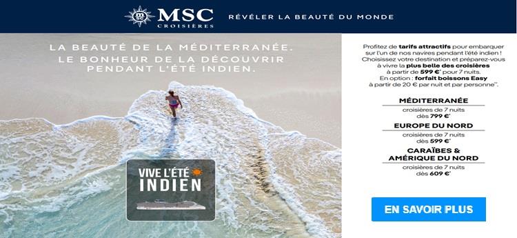 MSC Croisières : offre été indien